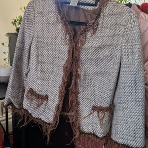 Chic Tweed Jacket with Fringe